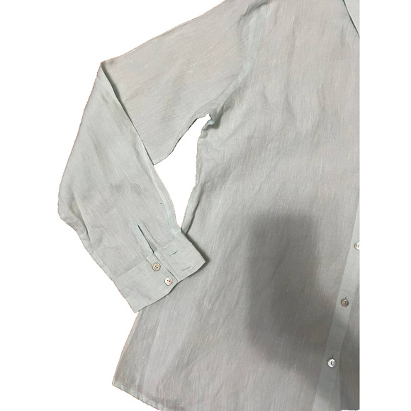 EILEEN FISHER Women Handkerchief Button Organic Linen Classic Collar Shirt M - Picture 4 of 10